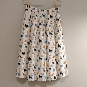 Tulip B Cat Print Midi Skirt